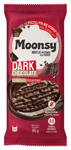 Moonsy wafle ryżowe w CZEKOLADZIE deserowej BEZGLUTENOWE 65g