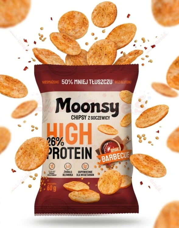 Moonsy BARBECUE BBQ High Protein chipsy z soczewicy 60g BEZGLUTENOWE