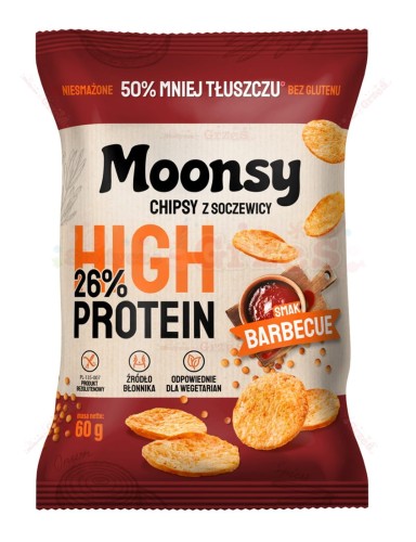 Moonsy BARBECUE BBQ High Protein chipsy z soczewicy 60g BEZGLUTENOWE