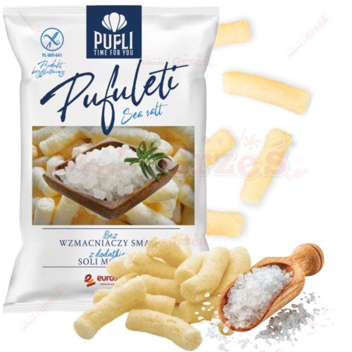 14x chrupki kukurydziane PUFULETI z solą morską BEZGLUTENOWE 80g Pufli Eurosnack