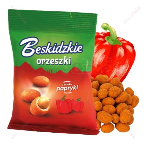 chrupiące ORZESZKI w skorupce PAPRYKOWE 70g Beskidzkie Aksam