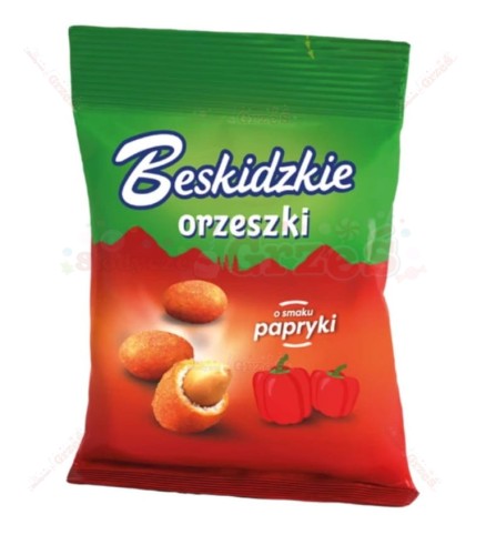 chrupiące ORZESZKI w skorupce PAPRYKOWE 70g Beskidzkie Aksam