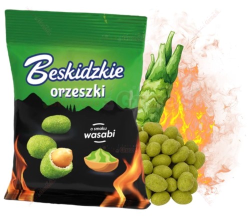 chrupiące ORZESZKI w skorupce WASABI 70g Beskidzkie Aksam
