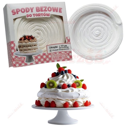 Krążki bezowe do tortów 17cm 2szt | BEZA Pavlova - tort bezowy  Kruszynka