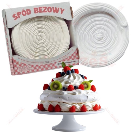 Spód, krążek bezowy do tortów 28cm 1szt | BEZA Pavlova Kruszynka