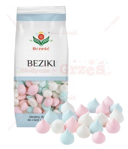 Beziki mini bezy kolorowe do ciast i deserów 100g Brześć