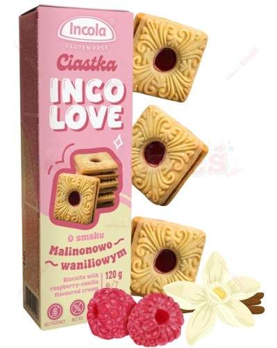 Bezglutenowe Ciastka Markizy MALINA-WANILIA 120g Incola