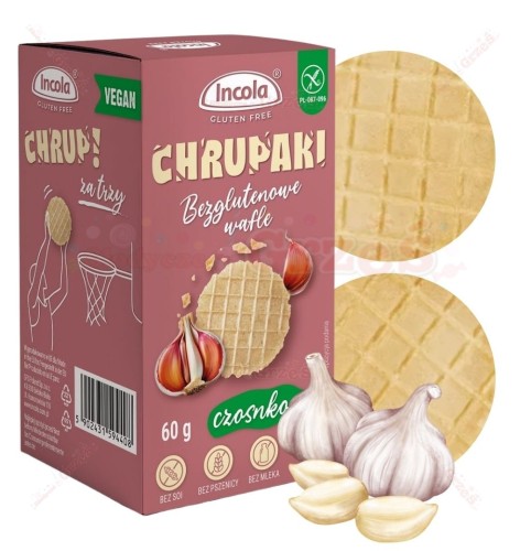 Chrupaki - bezglutenowe wafelki czosnkowe 60g Incola