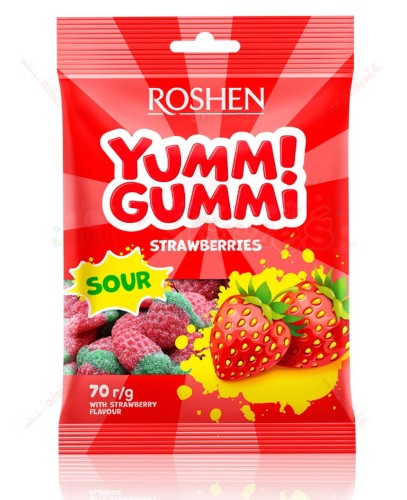 żelki Yummi Gummi Strawberries - kwaśne truskawki 70g Roshen