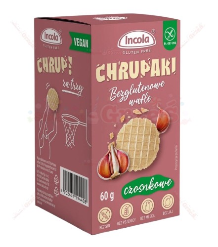 Chrupaki - bezglutenowe wafelki czosnkowe 60g Incola