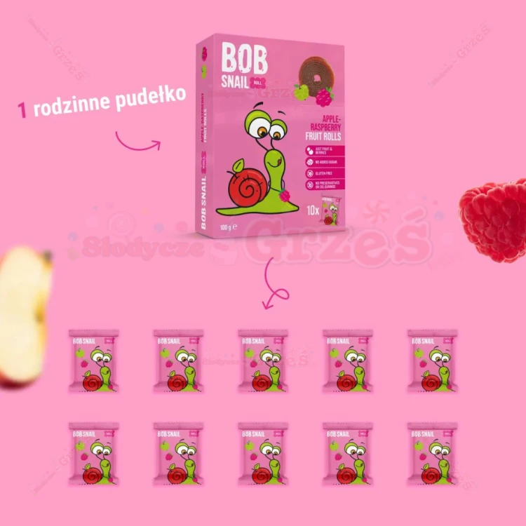 Przekąska owocowa rolls JABŁKO-MALINA 100g Bob Snail