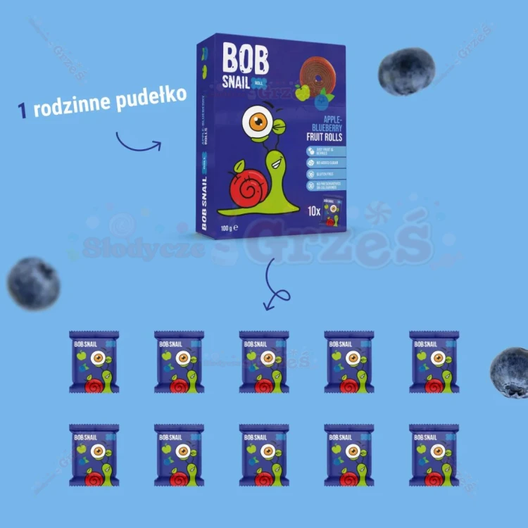 Przekąska owocowa  rolls JABŁKO-BORÓWKA (10*10g) 100g Bob Snail