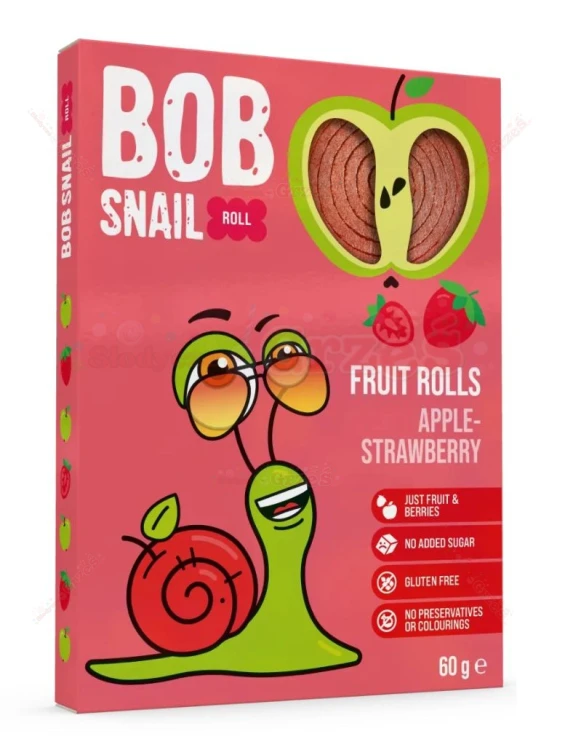 Przekąska owocowa rolls JABŁKO-TRUSKAWKA bez cukru 60g Bob Snail