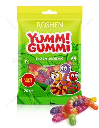 żelki Yummi Gummi Fizzy Worms - dżdżownice 70g Roshen