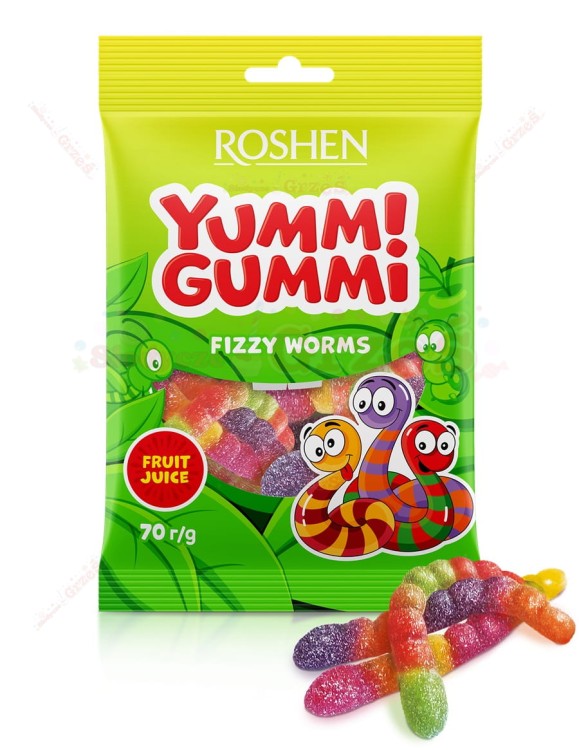 żelki Yummi Gummi Fizzy Worms - dżdżownice 70g Roshen