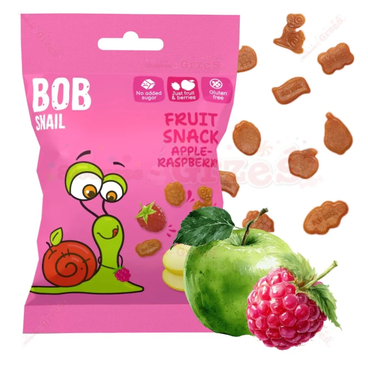 Żelki owocowe JABŁKO-MALINA BEZ CUKRU Fruit snacks 40g Bob Snail