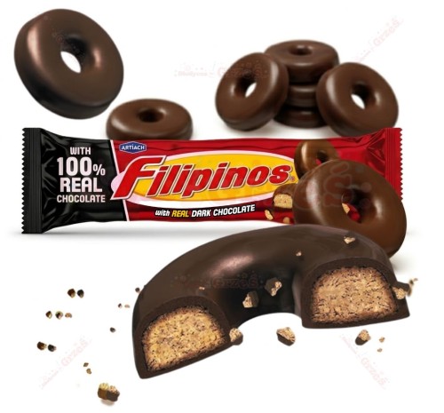 Filipinos - herbatniki Donuty w ciemnej czekoladzie 120g Artiach