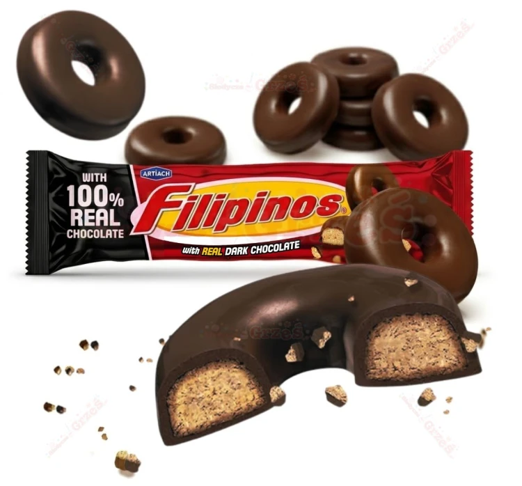 Filipinos - herbatniki Donuty w ciemnej czekoladzie 120g Artiach