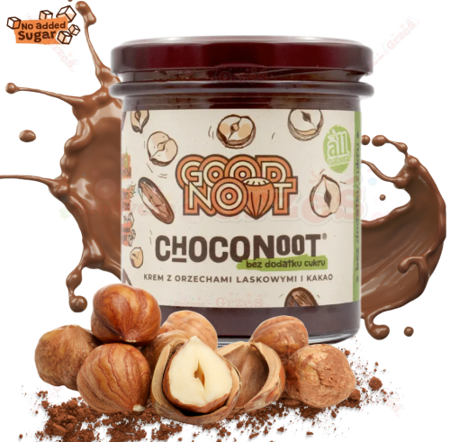 krem CHOCONOOT bez CUKRU z orzechami laskowymi i kakao bez glutenu 350g Good Noot