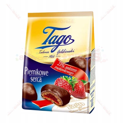 Piernikowe serca z nadzieniem truskawkowym 160g Tago