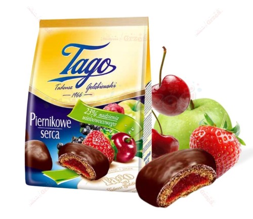 Piernikowe serca z nadzieniem wieloowocowym 160g Tago