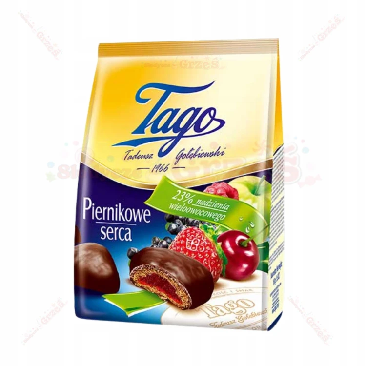 Piernikowe serca z nadzieniem wieloowocowym 160g Tago