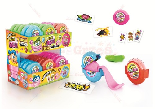Guma balonowa w rolce + tatuaż Mini roll  18g*30szt Johny Bee