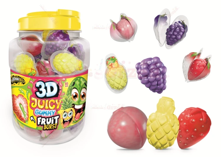 Żelki piankowe owoce z nadzieniem 3D Juicy gummy  60szt*18g Johny Bee