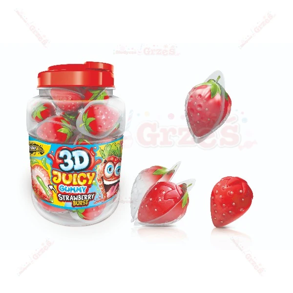 Żelki pianki truskawki z nadzieniem - Juicy gummy Strawberry 18g*60szt Johny Bee