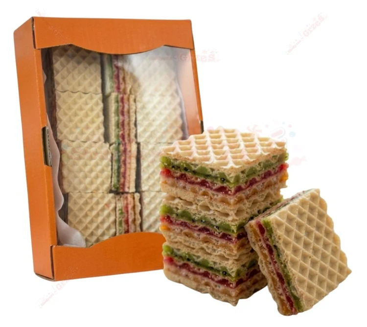 Wafle tęczowe - wafle przekładane kolorową galaretką 300g Likmar
