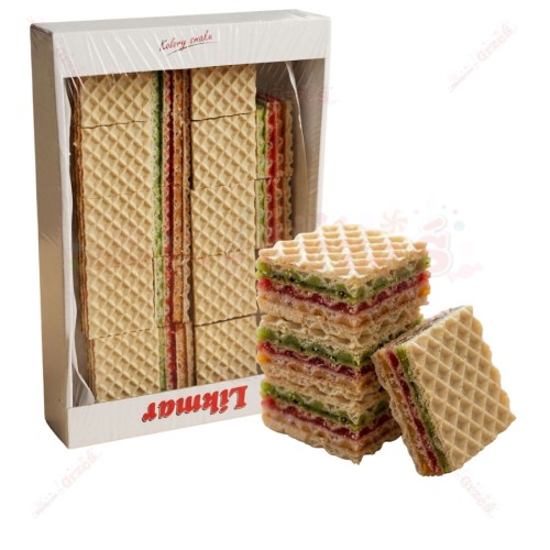 Wafle tęczowe - wafle przekładane kolorową galaretką 500g Likmar