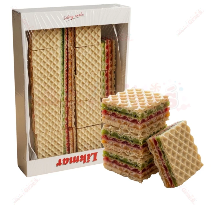 Wafle tęczowe - wafle przekładane kolorową galaretką 500g Likmar