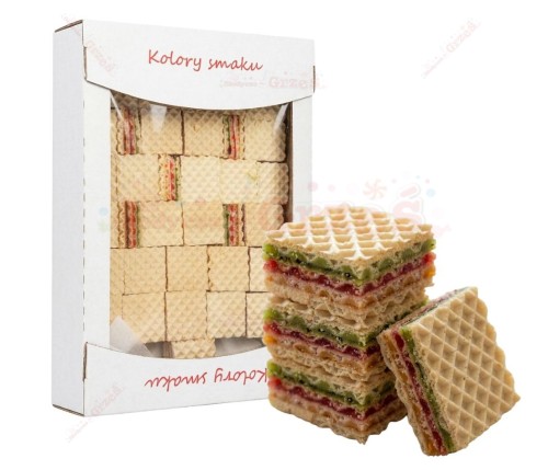 Wafle tęczowe - wafle przekładane kolorową galaretką 2kg Likmar