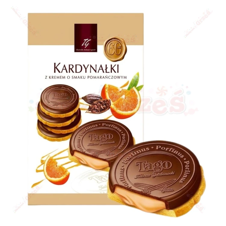 Kardynałki POMARAŃCZOWE kruche ciastka z kremem w polewie 180g Tago