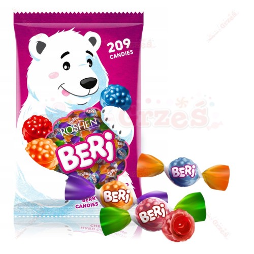 BERI cukierki nadziewane owocowe - wiśnia, berry, malina 1 kg Roshen