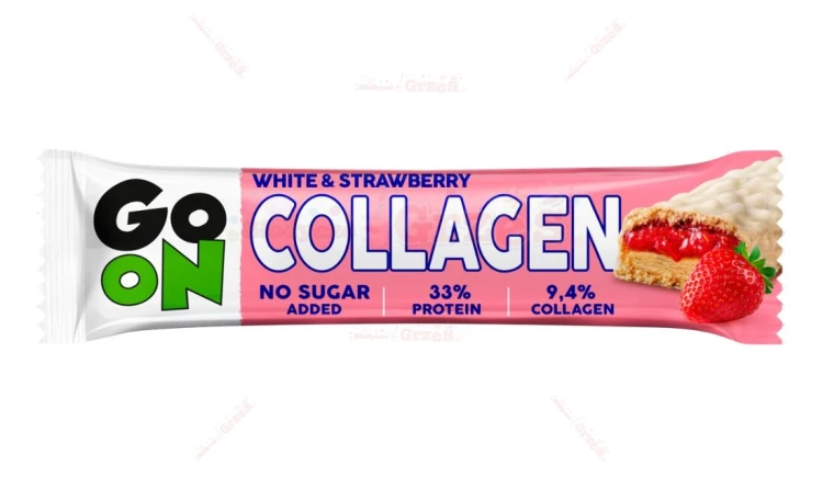 Baton Go On Collagen Truskawkowy z białkiem i kolagenem BEZ CUKRU 24*45g Sante