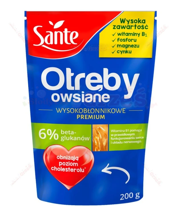 Otręby OWSIANE wysokobłonnikowe Premium Beta-glukany 200g Sante