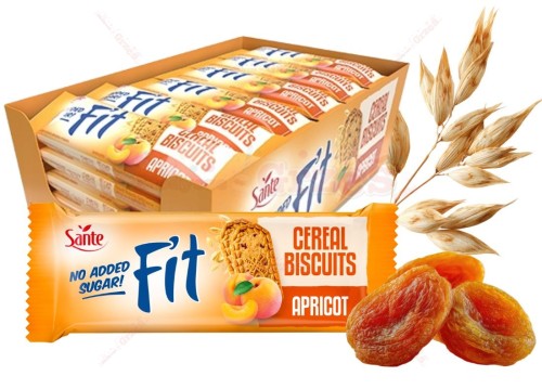 ciastka FIT zbożowe z morelą BEZ CUKRU 20*50g Sante