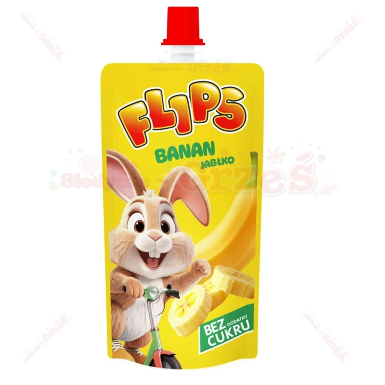 Flips Mus owocowy BANAN-JABŁKO bez cukru dla DZIECI 100g Sante