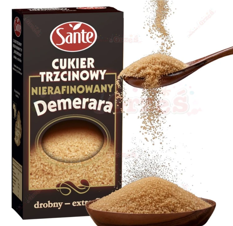 Cukier trzcinowy DROBNY nierafinowany Demerara 500g Sante