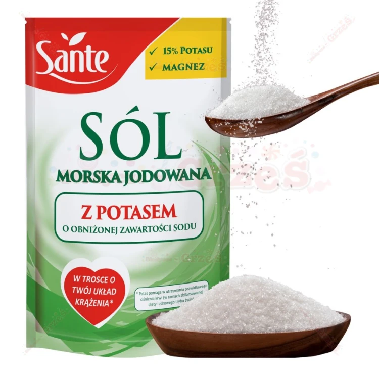 SÓL MORSKA niskosodowa jodowana z POTASEM i MAGNEZEM 350g Sante