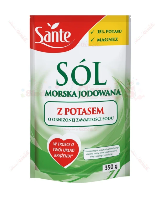 SÓL MORSKA niskosodowa jodowana z POTASEM i MAGNEZEM 350g Sante