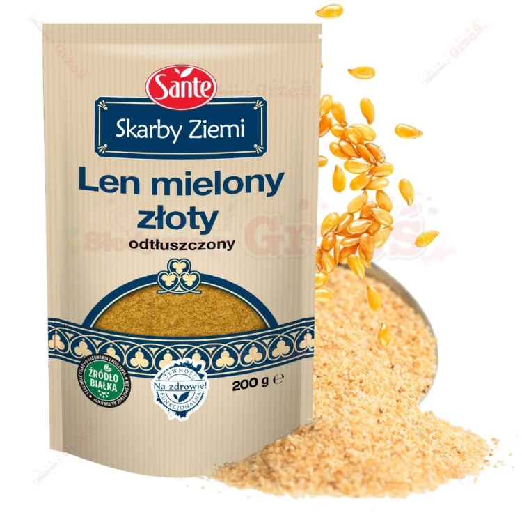 Siemię lniane mielone LEN ZŁOTY mielony odtłuszczony 200g Skarby Ziemi Sante