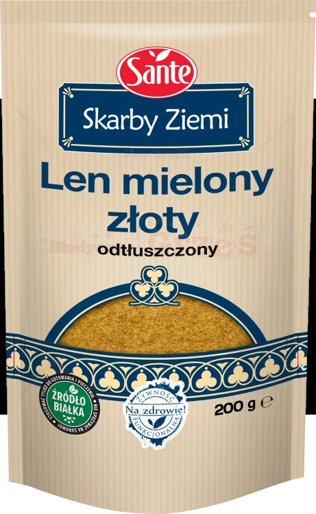 Siemię lniane mielone LEN ZŁOTY mielony odtłuszczony 200g Skarby Ziemi Sante