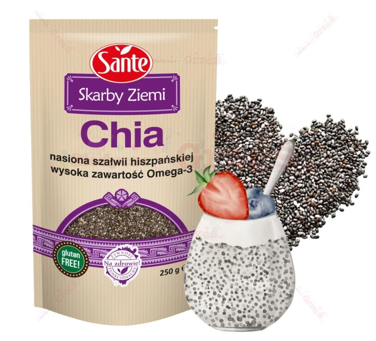 Nasiona CHIA Szałwia hiszpańska BŁONNIK OMEGA 3 250g Skarby Ziemi Sante