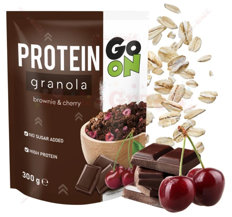 GO ON granola proteinowa BROWNIE WIŚNIA BEZ CUKRU 300g Sante