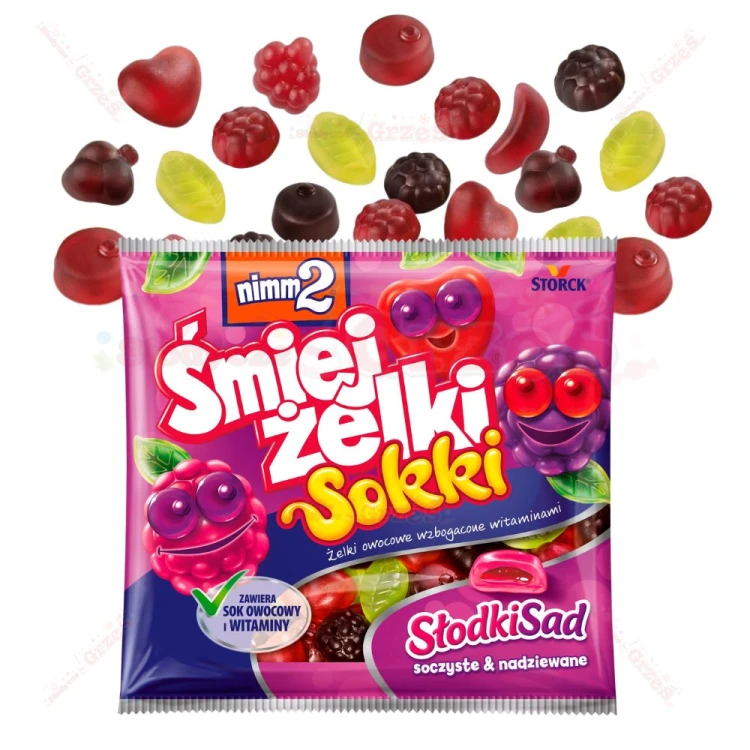 Śmiejżelki sokki słodki sad owocowe żelki nadziewane 90g Nimm2
