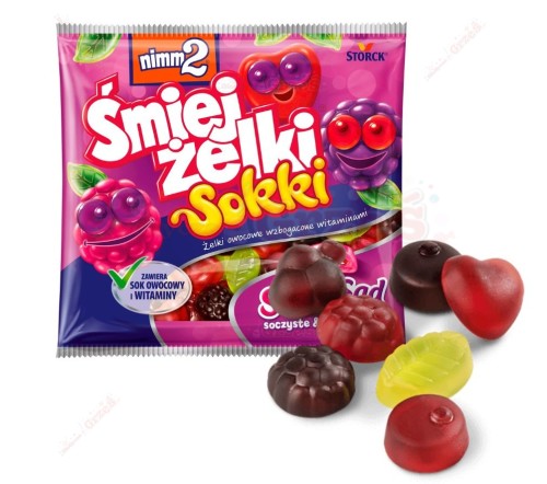 Śmiejżelki sokki słodki sad owocowe żelki nadziewane 90g Nimm2