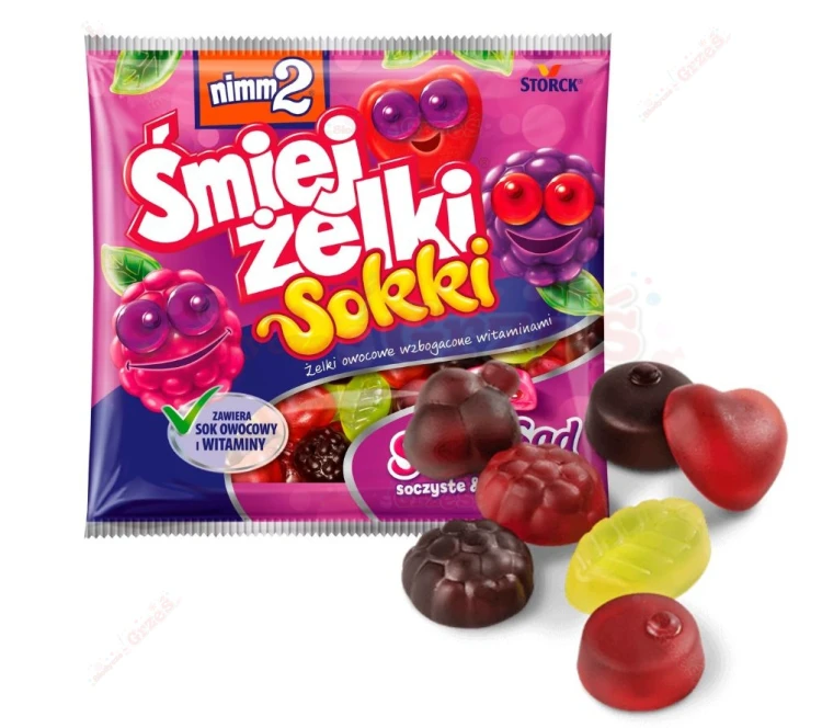 Śmiejżelki sokki słodki sad owocowe żelki nadziewane 90g Nimm2