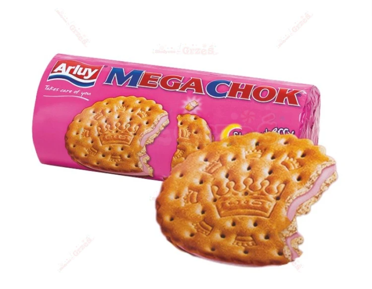 Markizy z nadzieniem o smaku truskawkowym Mega Chok 180g Aruly